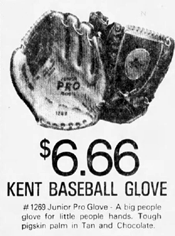 1975 Kent Baseball Glove ad