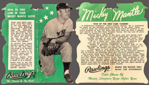 1958 Rawlings Mickey Mantle Glove Tag
