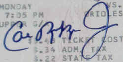 Cal Ripken Jr Autograph Sample