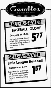 1960 Gambles Baseball Glove ad