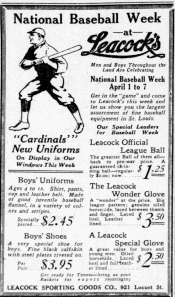 1923 National Baseball Week Leacock's ad