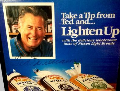 Ted Williams J.J.Nissen Bread Advertising Poster