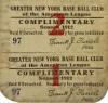 1912 Greater New York Base Ball Club of the American League Complimentary Ticket Book