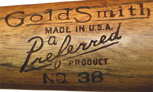 1936-1944 Goldsmith Preferred Bat Label