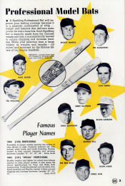 1956 Spalding Proffesional Model Bat catalog Ad