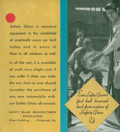 Safety Glass Manufacturers Association Promotional Brochure Lefty Grove