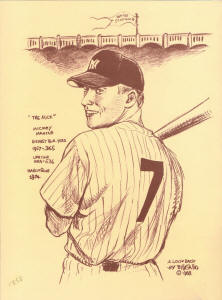 Bill Gallo A Look Back Baseball Lithograph - Mickey Mantle 