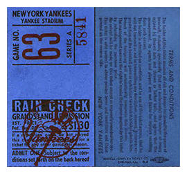 1961 Yankees Grandstand ticket stub