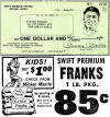 1972 Swift Premium Franks Mickey Mantle Refund Offer Advertisement $1.00 Check