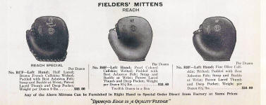 1910 Reach  Fielders Mittens
