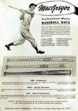 1958 MacGregor Baseball Bat Catalog ad