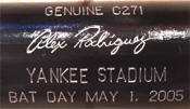 2005 Yankees Alex Rodriguez Bat Day Bat