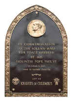 Yankees Stadium plaque dedicated to Pope Paul VI