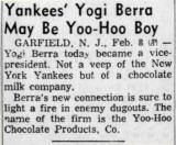 Yogi Berra Vice President of Yoo-Hoo