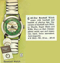 1966 Sears Mantle, Maris, Mays Baseball watch catalog ad