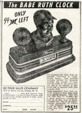 1949 TSN Babe Ruth Clock Ad