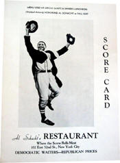 Al Schacht's "Score Card" Restaurant Menu