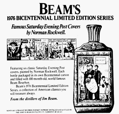 Jim Beam 1976 Bicentennial Norman Rockwell decanter Ad