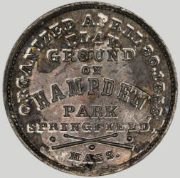 Back of 1858 Pioneer Base Ball Club coin