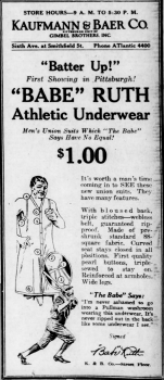 1927 Babe Ruth Underwear ad