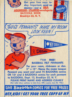 1955 Topps Baseball Card Insert Pennant Offer
