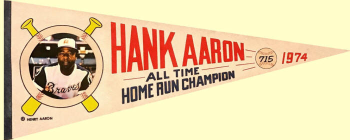 1974 Braves  Hank Aaron Home Run King Photo Pennant