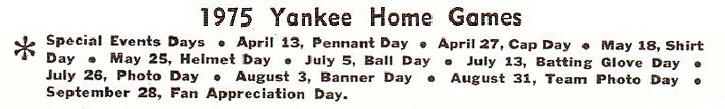 1975 Yankees Pennant Day Promotion