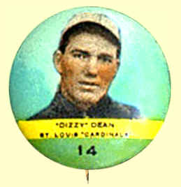 1932 Orbit Gum Pin Dizzy Dean number 14