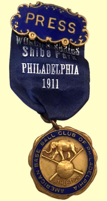 1911 World Series Shibe Park Philadelphia Press Pin