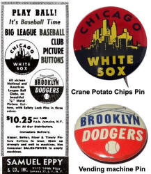Big League Baseball Club Picture Button Vending ad