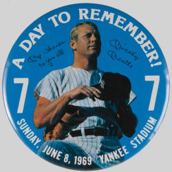 Mickey Mantle Day to Remember Reproduction pin button
