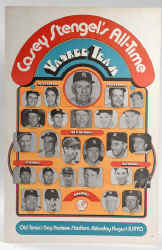Casey Stengel's All Time Yankee Team Old timers Day Poster