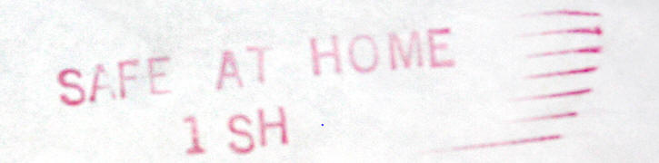 "Safe At Home 1 SH" NSS stamp