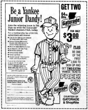 1993 Gatorade Yankee Juniors Club Ad