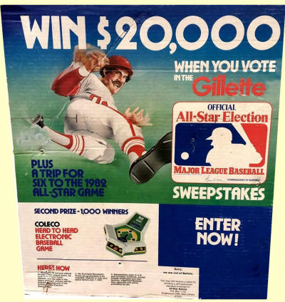 1981 MLB All Star Game Contest advertising sign