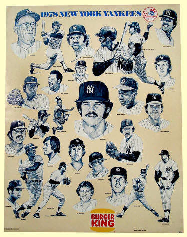 1978 New York Yankees Burger King Poster