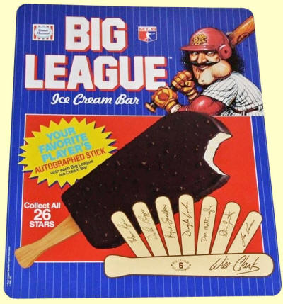 1990 Big League Ice Cream Bar sign