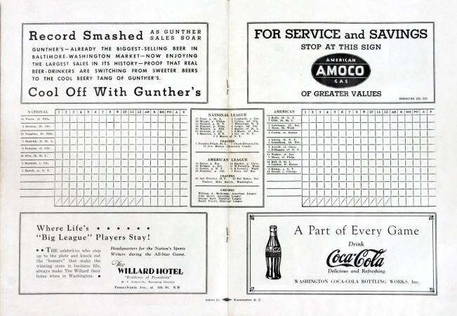 1937 - 5th annual All-Star Game Program Scorecard