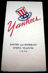 1946 New York Yankees Spring Training Roster and Itinerary