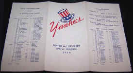 1946 New York Yankees Spring Training Roster and Itinerary
