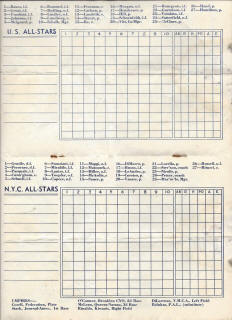 1948 U. S. All-Stars vs N.Y.C All-Stars Scorecard