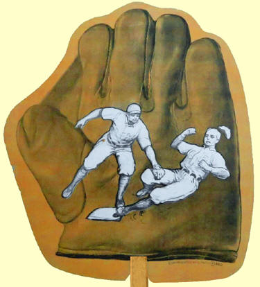 E. Nash and company 1900's Baseball Glove Scorecard Fan