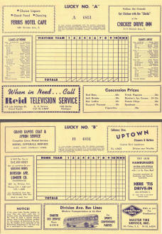 1952 AAGPBL Grand Rapids Chicks Scorecard