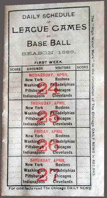 1889 National League Schedule