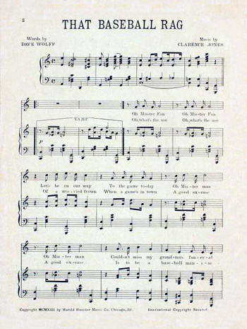 1913 "That Baseball Rag" Sheet Music