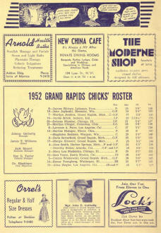 1952 AAGPBL Grand Rapids Chicks Roster