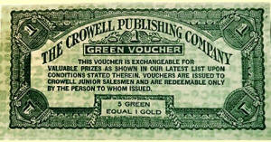 Crowell Publishing Company Junior Salesman Voucher