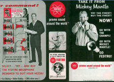 Mickey Mantle Fedtro Megaphone Pamphlet