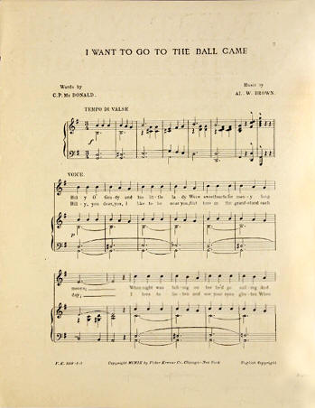 "I Want to Go to the Ball Game" Sheet Music