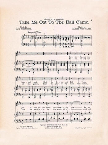 Original 1908 "Take Me Out to the Ball Game" Sheet Music